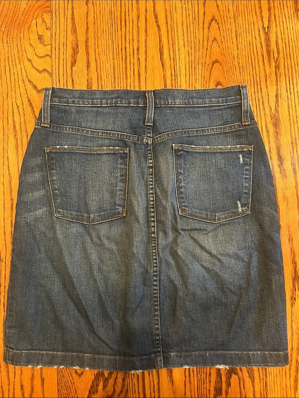 J. Crew Distressed Button-Front Denim Skirt in Dark Blue